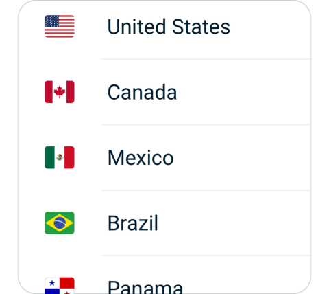 Lvbei connect step 2, choose VPN server location